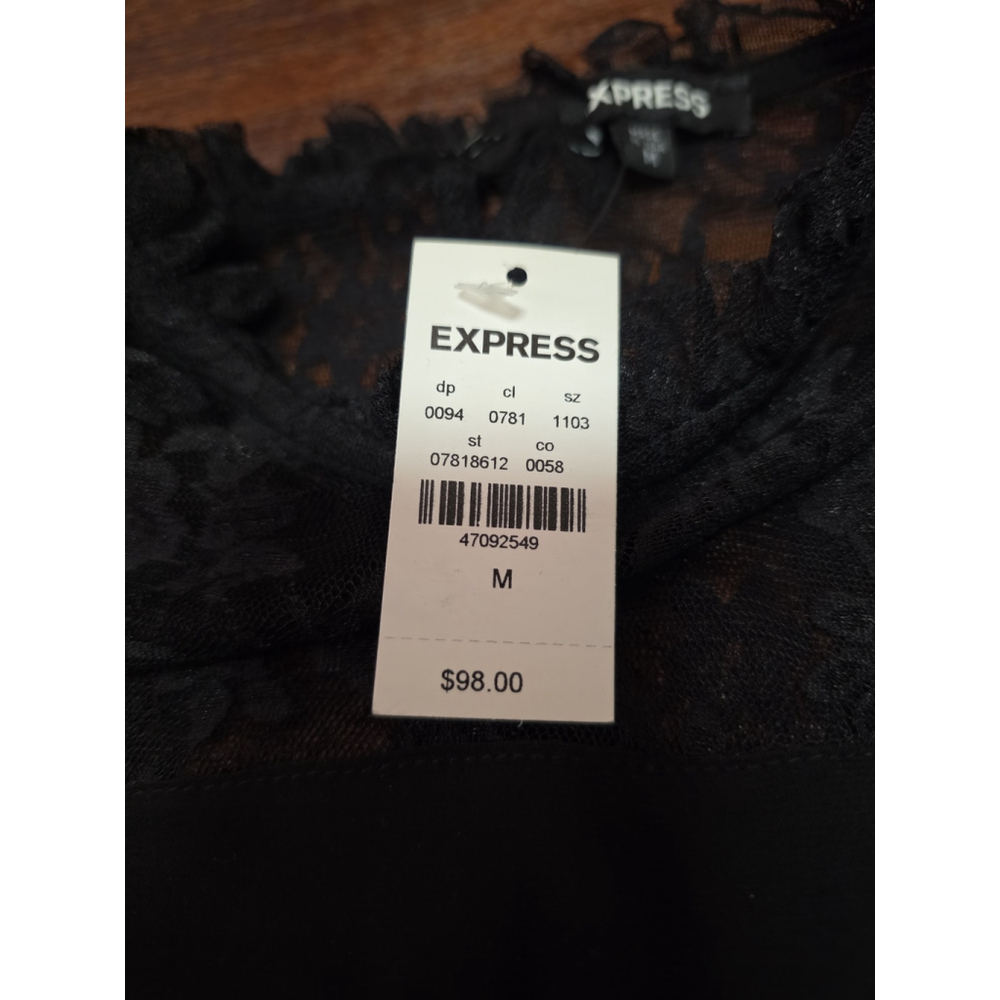 Express Black dress‎ with lace top NWT size medium - Picture 3 of 4